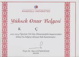 Önlisans için genel not ortalamanızı gösteren resmi bir belge (transkript) buluyorsunuz. Anadolu Universitesi Aof Onur Belgesi Nasil Alinir