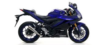 Yamaha sports bike with 14.30 liters fuel capacity with blue and black colors. Pro Race Exhaust By Arrow Yamaha Yzf R3 2020 71894pr