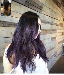 This hair color will look black in some reflects and violet in others. Dark Hair With Lavender Highlights Hair Styles Balayage Hair Light Hair