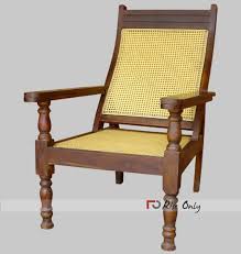 Set of table rnd wht wooden chairs: Lounge Chair For Rest With Canning On Wood Rest Chair With Canning On Back And Seat Relax Lounge Chair Online India