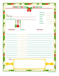 Christmas Baking Recipe Card Full Page Christmas Recipe Cards Recipe Book Diy Recipe Cards