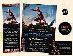 Spiderman No Way Home Invitation Spider Man No Way Home Etsy In 2021 Spiderman Birthday Invitations Movie Ticket Birthday Invitations Spiderman Birthday