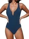CUPSHE Women's One Piece Swimsuit V Wire Plunge Neck Adjustable ...