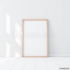 Wooden Frame With Poster Mockup Standing On The White Floor 3d Rendering Poster Mockup Wooden Frames Mandala Design Art