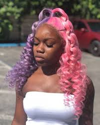 Two Tone Bossed Up Bundles Achieve This Look With Our Blonde Hair Pink Short Hair Dark Pink Hair Hair Highlights