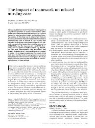 Maybe you would like to learn more about one of these? Pdf The Impact Of Teamwork On Missed Nursing Care