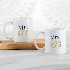 Cute Couples Coffee Mug Cups Set Of 2 Mr Right Mrs Etsy In 2021 Couples Coffee Mugs White Coffee Mugs Mugs