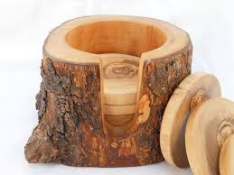 Olive Wood Rustic Coaster Set With Holder Handmade Wooden Coasters Rustic Coasters Handmade Wooden Wood Diy