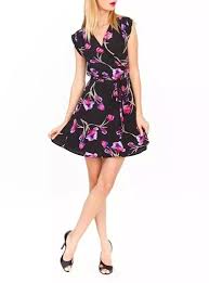 Floral dresses, casual floral dresses, floral formal dresses, evening floral dresses. Black Dress With Purple Flowers Fashion Dresses