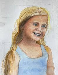 First watercolor portrait attempt with salvaged color