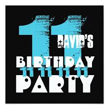 Birthday Party For 11 Year Old Boy Blue And Black 11th Birthday Party 11 Year Old V07 Invitation Zazzle Com Boy Birthday Invitations 11th Birthday Eleventh Birthday