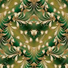 Seamless floral golden pattern on green grungy background with crumpled paper texture. Gold Paisley Seamless Pattern Green Vector Floral Background Royalty Free Cliparts Vectors And Stock Illustration Image 95570966