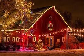 Beautifully Decorated Christmas Barn Christmas Tree Farm Christmas Lights Barn Decor