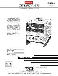 Lincoln Electric Cv 300 Welding Consumables User Manual