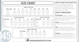 Badger Sportswear Size Chart Best Picture Of Chart