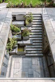 Rear Courtyaed Sunken Lower Floor Tiered Rear Planting Lower Ground Floor Gym Cinema Room Landscape Architecture Design Landscape Stairs Garden Stairs