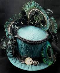 Mini Top Hat Emerald Green Steampunk Time Machine Watch Face And Key Peacock Victorian Burlesque Steampunk Hat Steampunk Victorian Steampunk