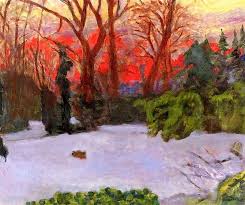 Pierre Bonnard Le Jardin Sous La Neige Au Coucher Du Soleil 1910 Maalaukset Taide