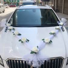 See wedding car decoration stock video clips. Artificial White Rose Wedding Car Decoration Flower With Ribbon Bridal Car Diy Mirror Handle Flowers Party Diy Decorations Aliexpress