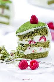 Matcha Green Tea Cake With White Chocolate And Raspberries Matcha Green Tea Recipes Green Tea Dessert Matcha Recipe