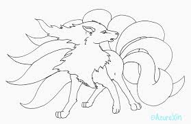 Pokemon mandala vulpix ninetails by kialeinchen with images. Ninetales Lineart By Azurexin On Deviantart