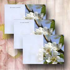 The world is so empty if one thinks only of mountains, rivers and cities; Beautiful White Blossom Funeral Flower Message Cards