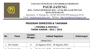 Maybe you would like to learn more about one of these? Contoh Pogram Semester Tahunan 2015 2016 Promes Protah Paud Jateng
