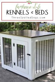 Our Farmhouse Style Custom Wooden Dog Kennel Is Hand Built And High Quality Using Only The Best Products Wooden Dog Kennels Dog Crate Furniture Wood Dog Crate