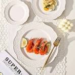 Dinner Sets White Lace Dinnerware Embossed Flower White Dinner Sets Beaded  Lace Rim Ceramic Plates