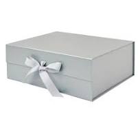 Sample - Pearl Silver A4 Deep Magnetic Gift Box With Changeable Ribbon