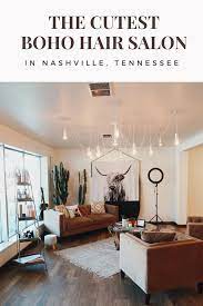The Cutest Boho Hair Salon In Nashville Tennessee The White Cactus Salon Trendy Hair Salon Decor With A Vin Hair Salon Decor Salon Decor Hair Salon Design