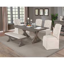 Rustic furniture depot is the largest rustic, farmhouse, western furniture and accessories store in the united states. Best Quality Furniture Rustic Grey Dining Set Skirted Chairs Bench Overstock 32254792