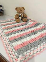 Crystal Wave Pattern Blanket With Beautiful Shell Pattern Border Dk Yarn And 6mm Hook Baby Afghan Crochet Crochet Blanket Border Crochet Baby Patterns