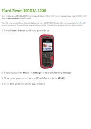 Hard Reset NOKIA 1208 ...