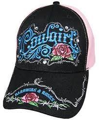Cowgirl Barbwire Roses Pink And Black Bling Baseball Hat Fourever Funky 22 98 Outfit Accessories Black Bling Ball Caps For Women