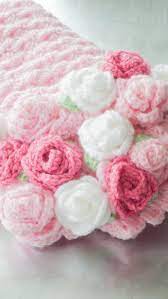 Baby Blanket Crochet Roses Blanket Pink Baby Blanket Spring Flowers Mantas Bebe Ganchillo Artesania De Crochet Rosa De Ganchillo