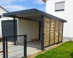 Myport Einzelcarport Mit Holz Wandfeldern Carport Stahl Moderne Hausfassaden Carport Metall