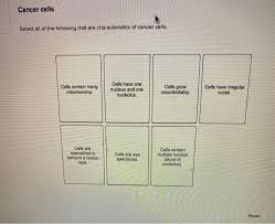 These cells do not have the ability to transform into specialized cells. Solved Cancer Cells Select All Of The Following That Are Chegg Com