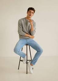 Slim Fit Light Wash Jan Jeans Men Mango Man Usa Mens Jeans Guide Blue Jeans Outfit Men Jeans Outfit Men