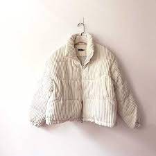 Stand Up Cord Puffer Jacket Cream W T I Design Puffer Jacket Outfit Puffer Jacket Women Corduroy Puffer Jacket