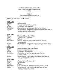 Soalan aktiviti amali psv untuk peperiksaan akhir tahun. Soalan Pendidikan Seni Visual Tahun 5