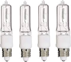 100 Watts Q100cl Mc Single Ended Replacement Halogen Light Bulbs Clear Jd Type T4 Shape Warm White E11 Mini Candelabra Base 120 Volts Light Bulbs Pack Of 4 Amazon Com