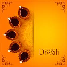 Happy Diwali Yellow Background With Decorative Diya Vector