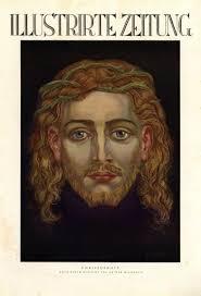 Christ head XL 1926 German art print by A Michaelis Jesus Christ Crown of  thorns