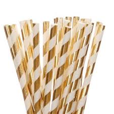 160 paper straws biodegradable, metallic gold, polka dot, stripe, chevron, green. Gold Foil Striped Straws 25 Pack Ruby Rabbit