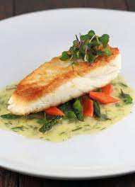 Pan Seared Halibut With Lemon Dill Sauce - Jessica Gavin