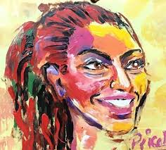 Artiest schildert met zijn geslacht portret van Fajah