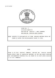 20.03.2025 NOTE FROM 21.02.2025 (FRIDAY) ONWARDS, HONBLE MR. JUSTICE  SACHIN DATTA WOULD TAKE UP ADMISSION MATTERS IN THE PRE-LU