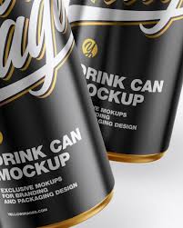 Two Glossy Metallic Drink Cans Mockup In Can Mockups On Yellow Images Object Mockups