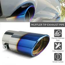 Car Rear Exhaust Pipe Tail Throte Muffler Semi Baked Blue Straight Pipe  Custom | eBay